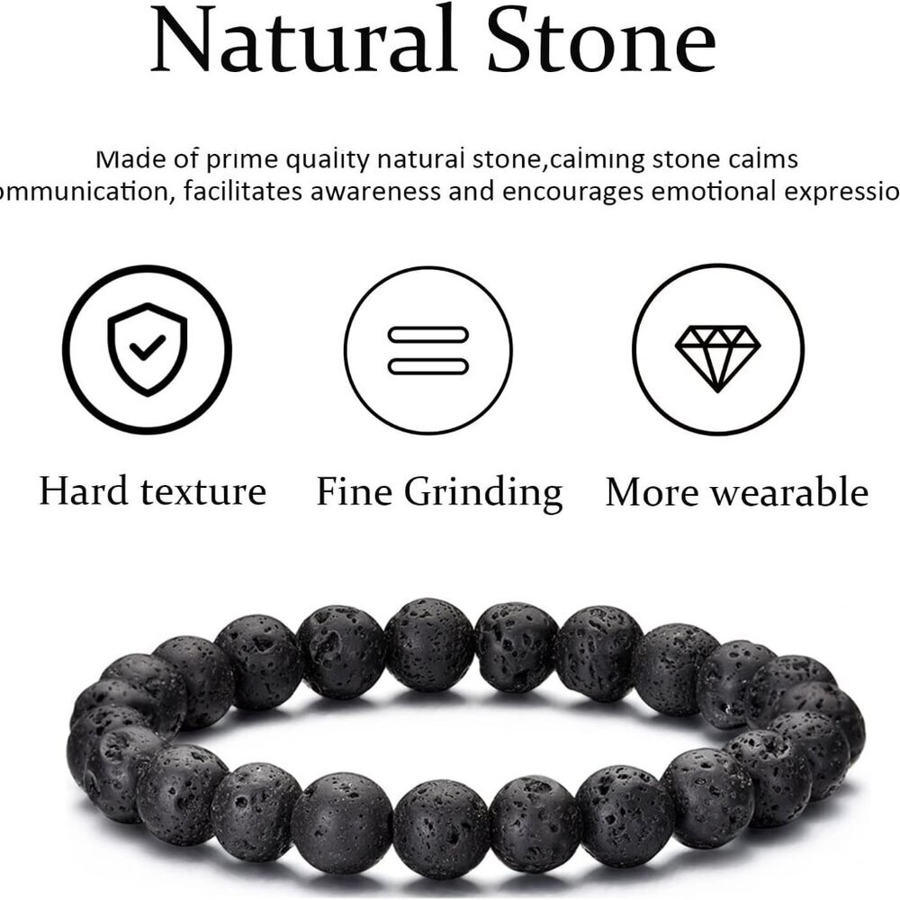 Tiger Eye Bracelet For Men 8MM Natural Stone Stretch Adjustable Black Crystal Be - Picture 8 of 9